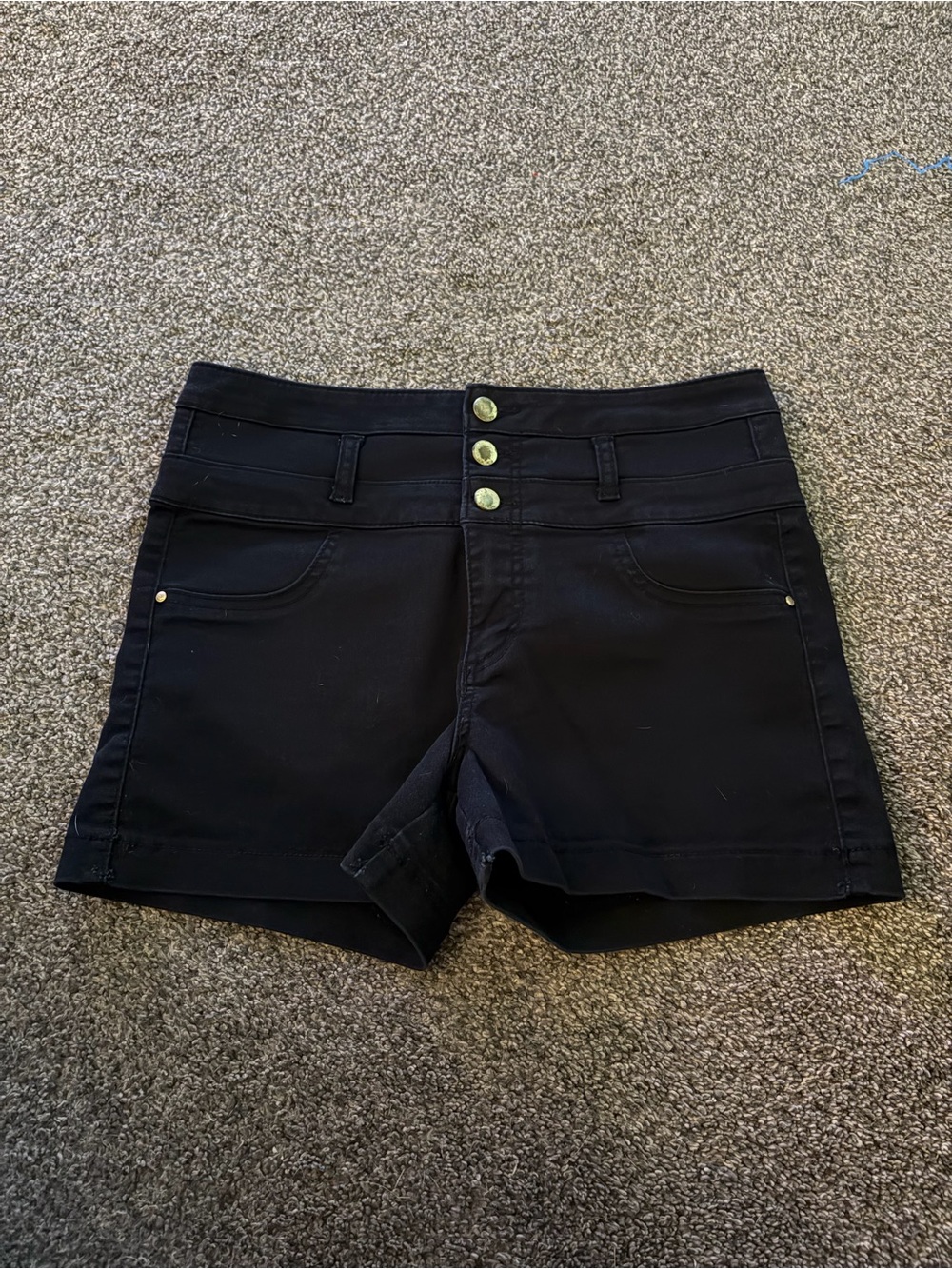 Refuge Black High-Rise Button-Front Women’s Shorts
